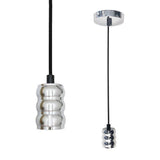 Suspension luminaire Ampoule E27 Argent Chromé Cylindrique