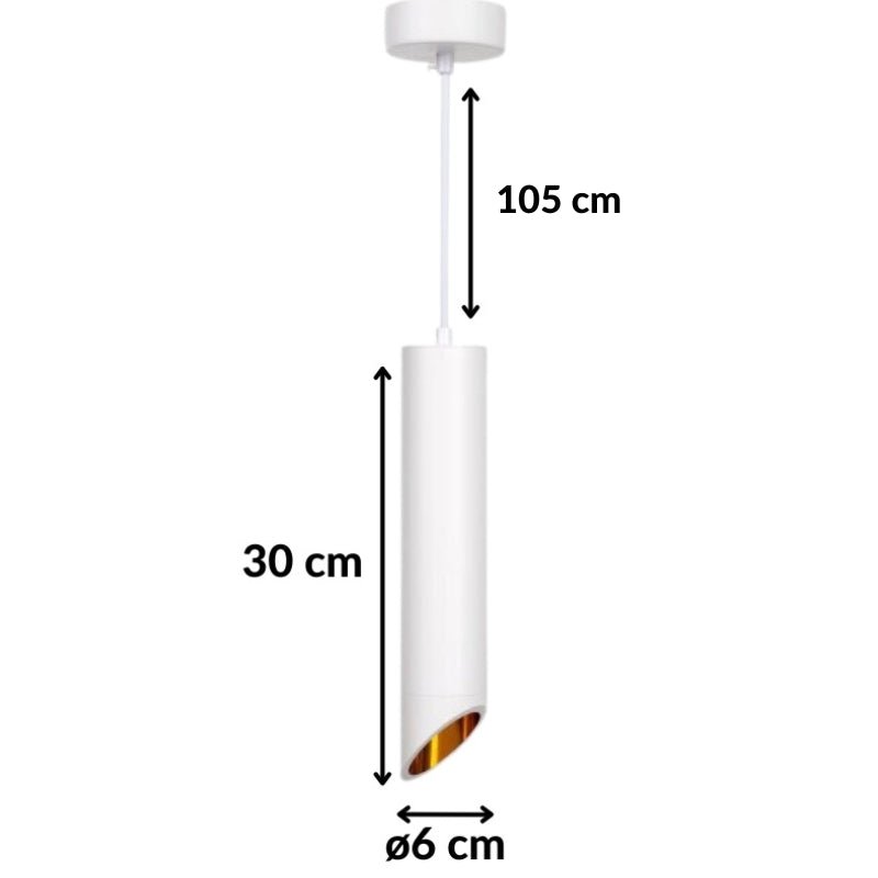 Suspension Luminaire Biseautée GU10 IP20 30cm Blanc / Or - Silamp France