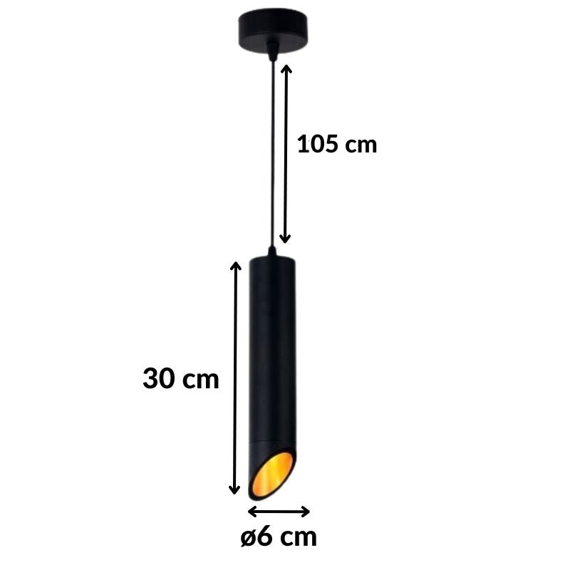 Suspension Luminaire Biseautée GU10 IP20 30cm Noir / Or - Silamp France