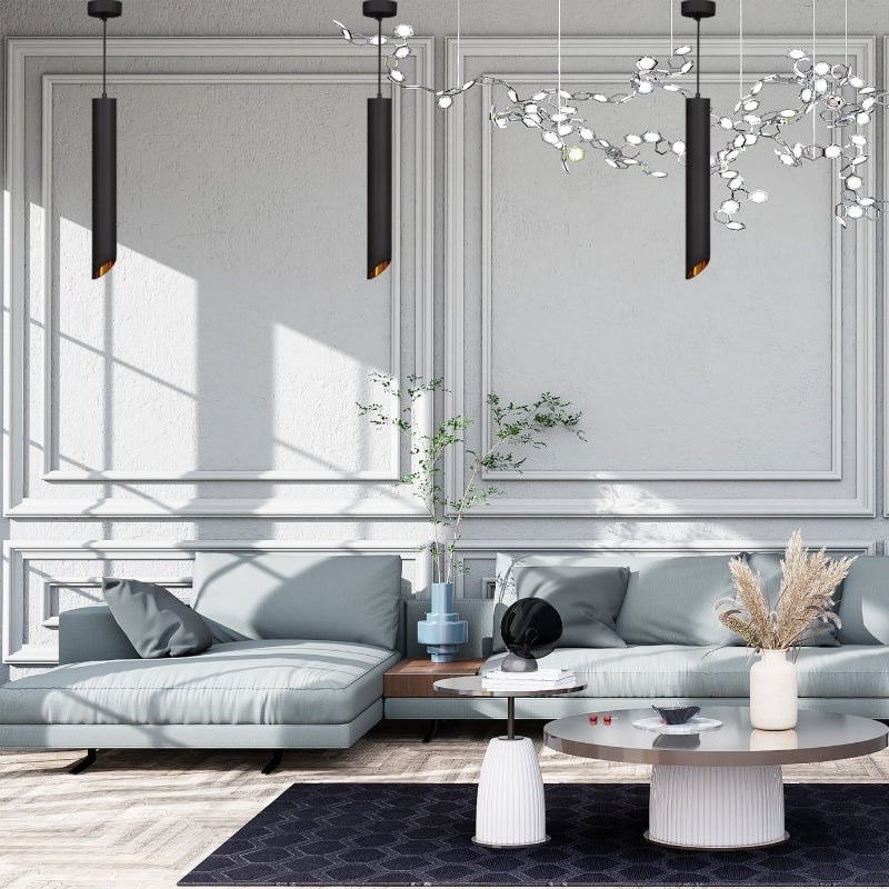 Suspension Luminaire Biseautée GU10 IP20 50cm Noir / Or - Silamp France