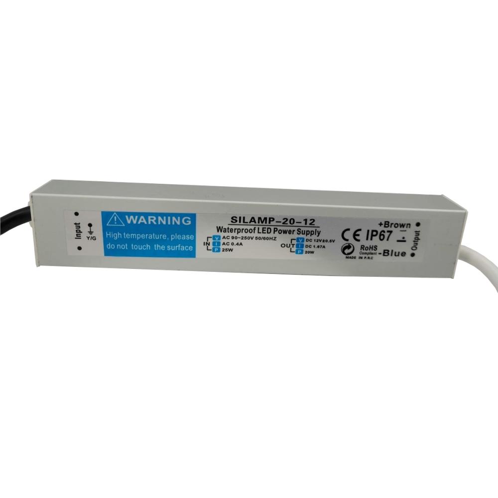 Transformateur 220V 12V IP67 20W DC 1.67A - Silamp France