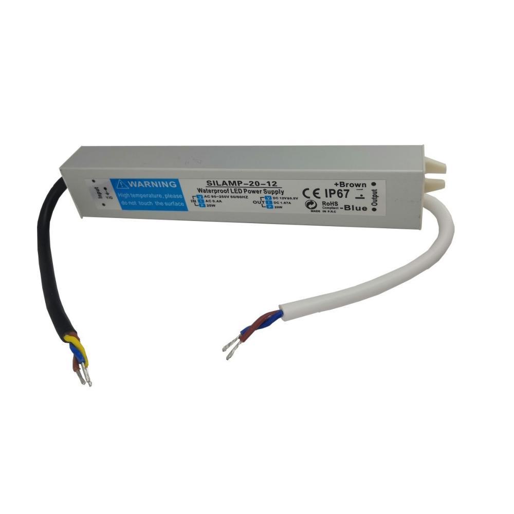 Transformateur 220V 12V IP67 20W DC 1.67A - Silamp France