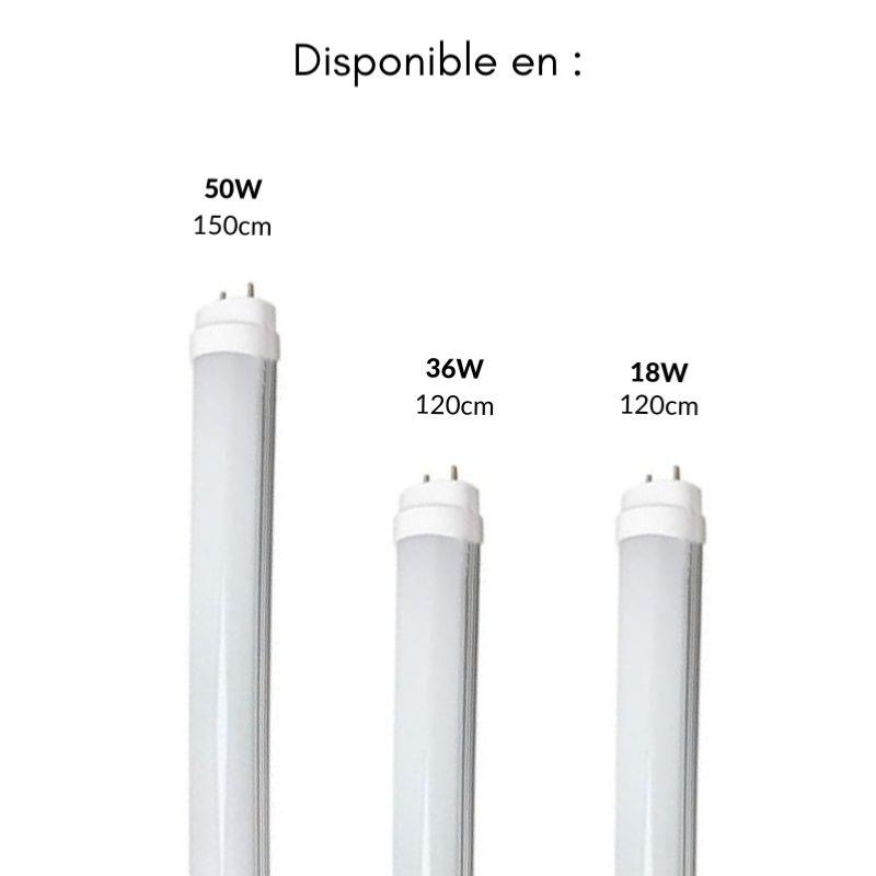 Tube Néon LED 120cm T8 Opaque 18W IP20 Eclairage de Secours 8W - Silamp France